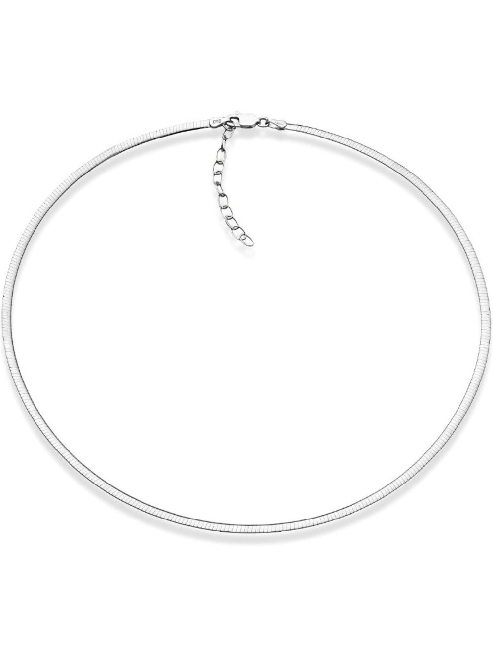 Sterling Silver Dome Omega Necklace for Women, Adjustable 16-18" with Extender